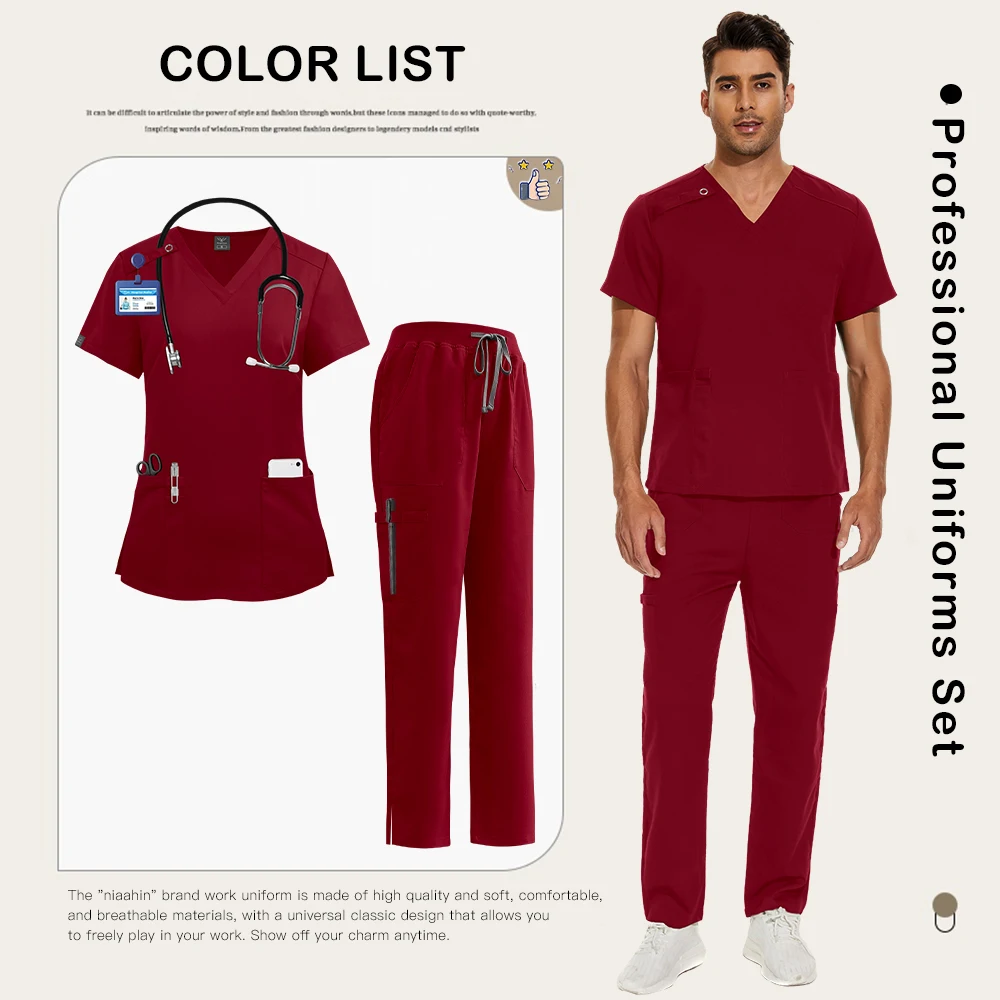 Medische Scrubs Uniform Vrouwen Mannen Groothandel Operatiekamer Werkkleding Ziekenhuis Scrub Set Verpleegkundige Tandheelkundige Chirurgie Pak Lab Werkkleding