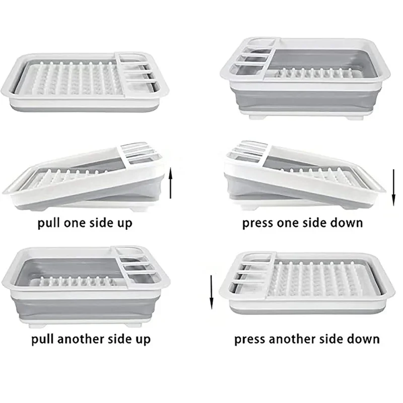

ELEG-Foldable Kitchen Dish Rack For Storing Tableware, Bowls And Chopsticks, Drain Tray, Household Drying Rack