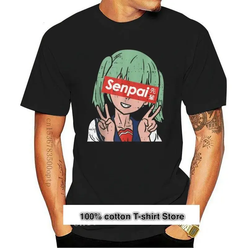 Senpai-Camiseta de Anime japonés para chica, ropa informal de color negro, azul marino, regalo de Otaku