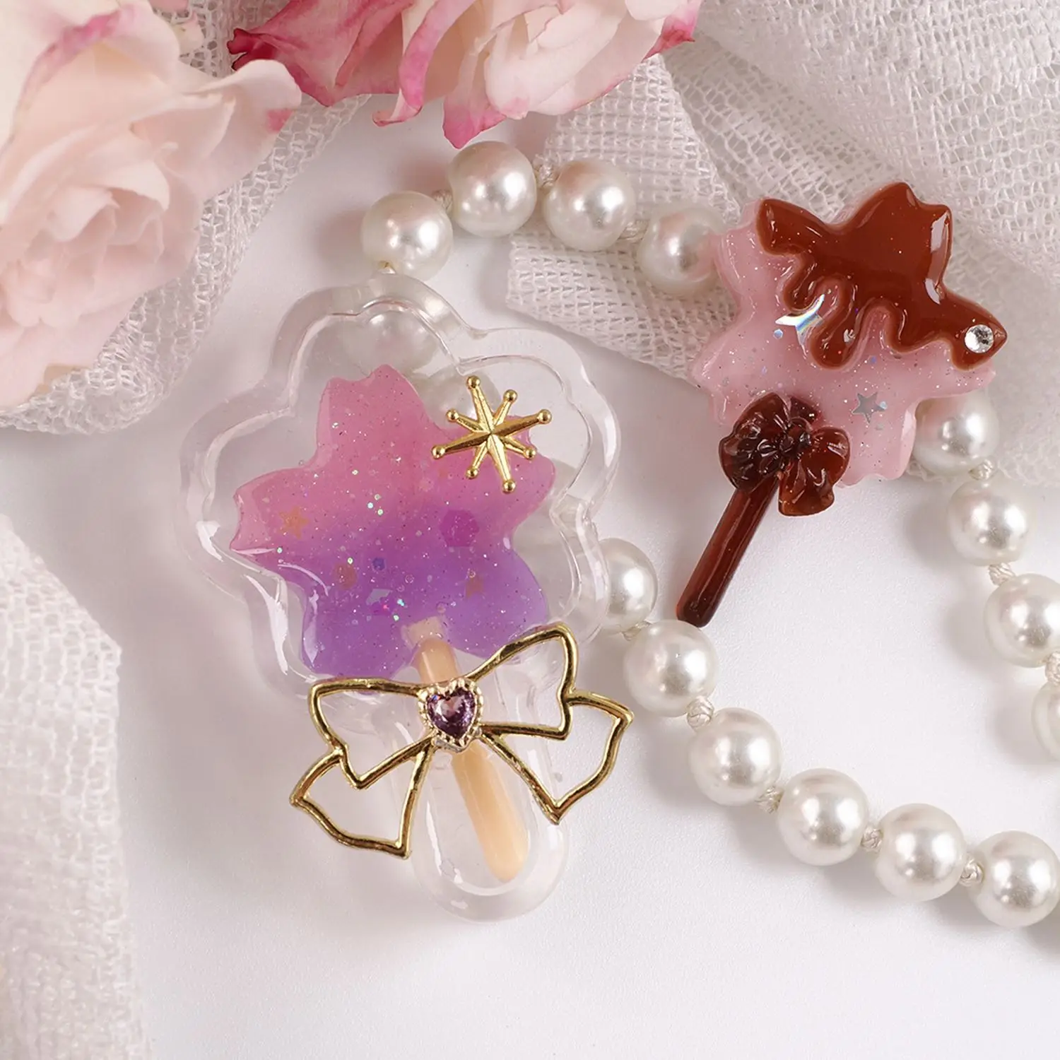 1Piece Flowing Sand Lollipop Silicone Mold Cute Star Rabbit Cat Shaped Stick Mold DIY Crystal Transparent Resin Jewelry Mould