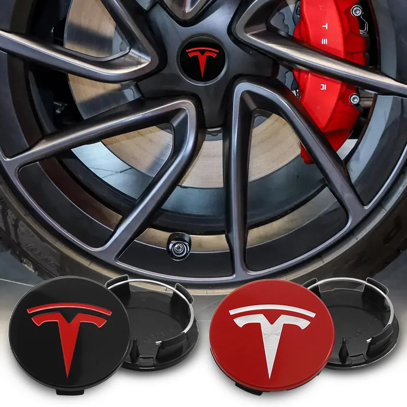 4Pcs 56mm Auto Center Wheel Hub Tyre Caps Rim Cover Sticker Badge Emblem Accessorie For Tesla Model 3 Model S X Model Y 2022