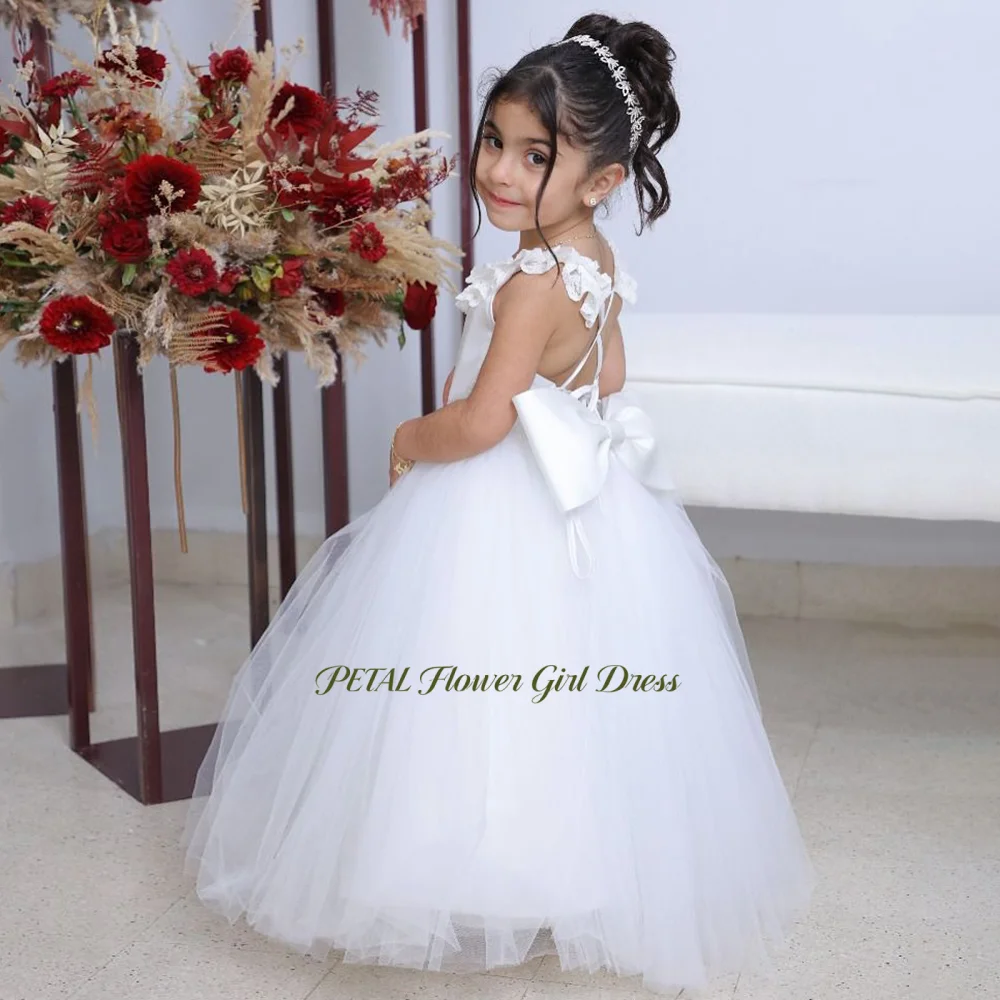 Petal O Neck Girls Princess Dress with Ruffles Fluffy Princess Girl Dress Lace Up Back Kids Birthday Wedding DressCustomized