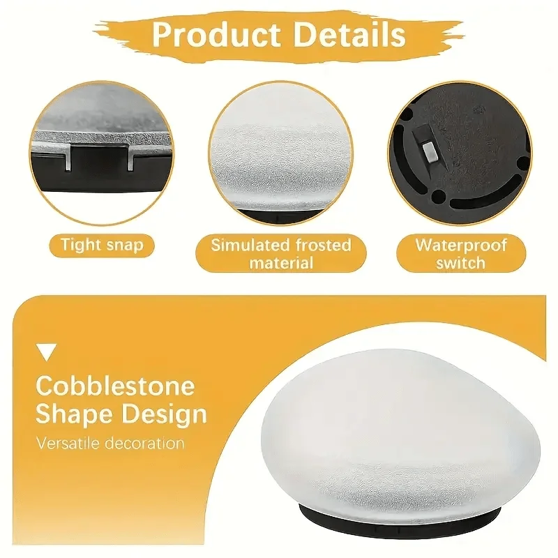 Наружные солнечные фонари для гальки, водонепроницаемые садовые скальные булыжники, светящиеся каменные пейзажные фонари для украшения дорожки