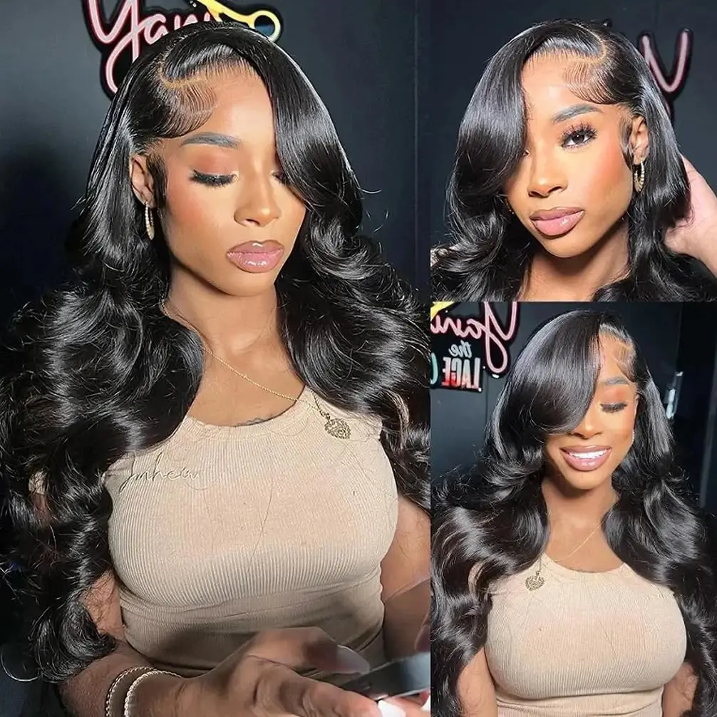 

Body Wave 13*4 HD Transparent Lace Front Wigs Human Hair Pre Plucked With Baby Hair 200% Density Natural Hairline 28 Inch