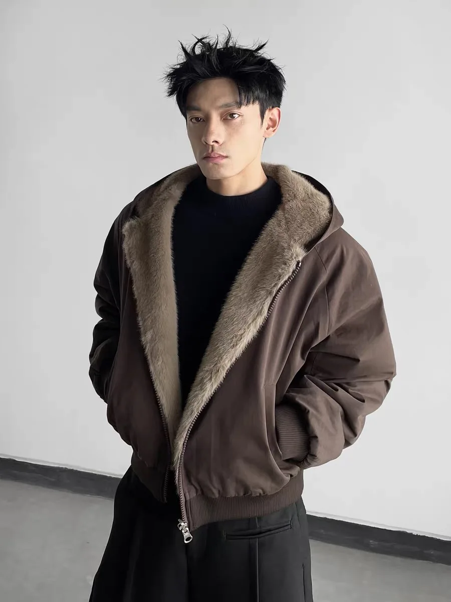 

Мужская зимняя двусторонняя одежда в стиле ретро из хлопка Boxy Boxy Cotton Jaet, универсальная теплая длинная теплая куртка с капюшоном Mountain Eagle