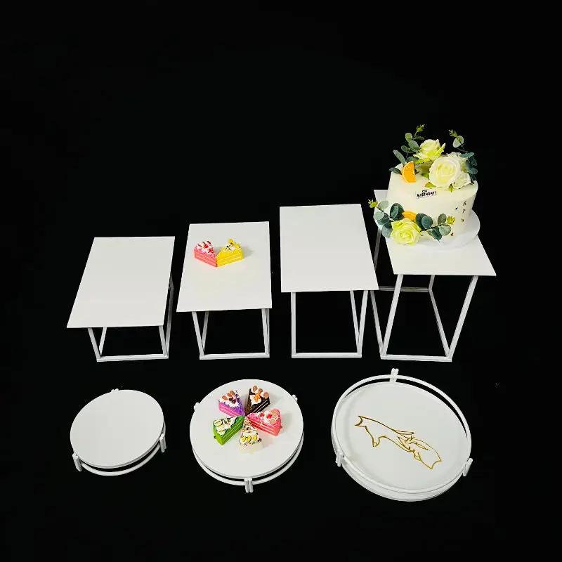 

Glossy Cake Decorating Holders Wedding Buffet Gifts Feast Tray Snacks Plates Candy Cookie Food Bread Drinks Rack Dessert Table