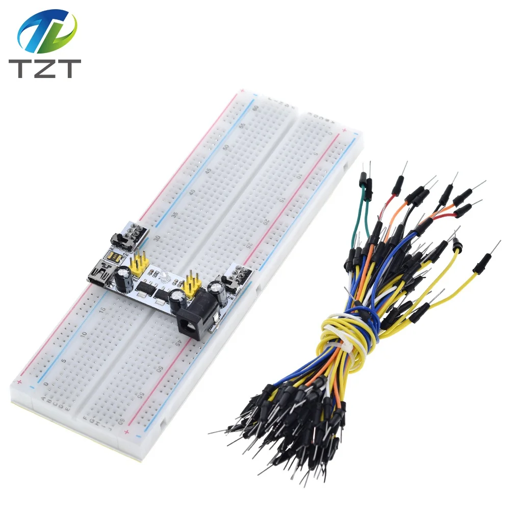 TZT MB102 Breadboard Power Module+MB-102 830 Points Solderless Prototype Bread Board kit +65 Flexible Jumper Wires image 3