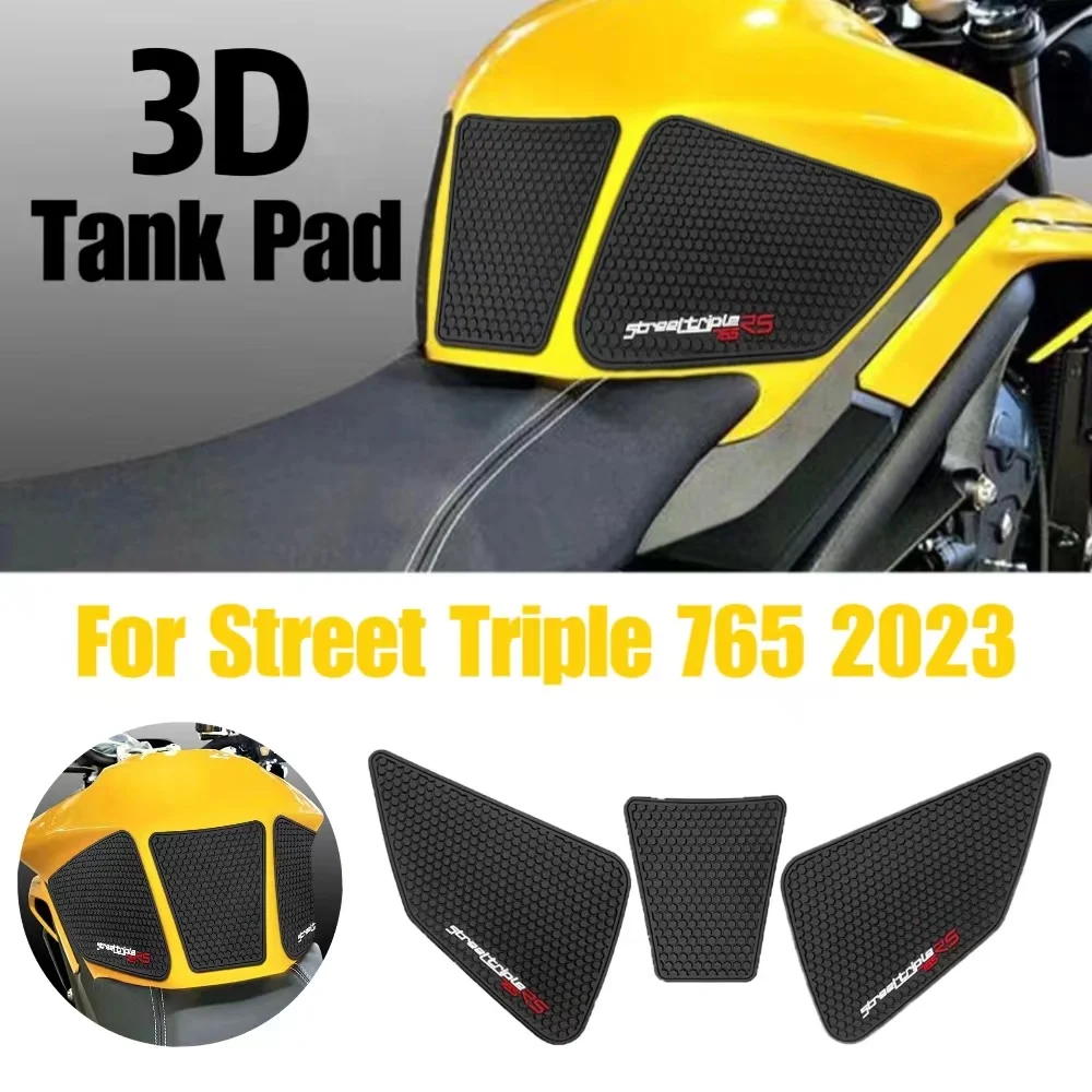 For Street Triple 765 2023 Motorcycle Waterproof Anti-skid stickers Rubber Sticker Fuel Tank Pad Super Strong Adhesion