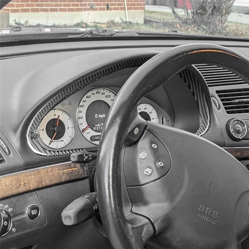Carbon Fiber For Mercedes Benz E-Class W211 2003-2009 Dashboard Speedometer Cover Frame Trim Interior Accessories