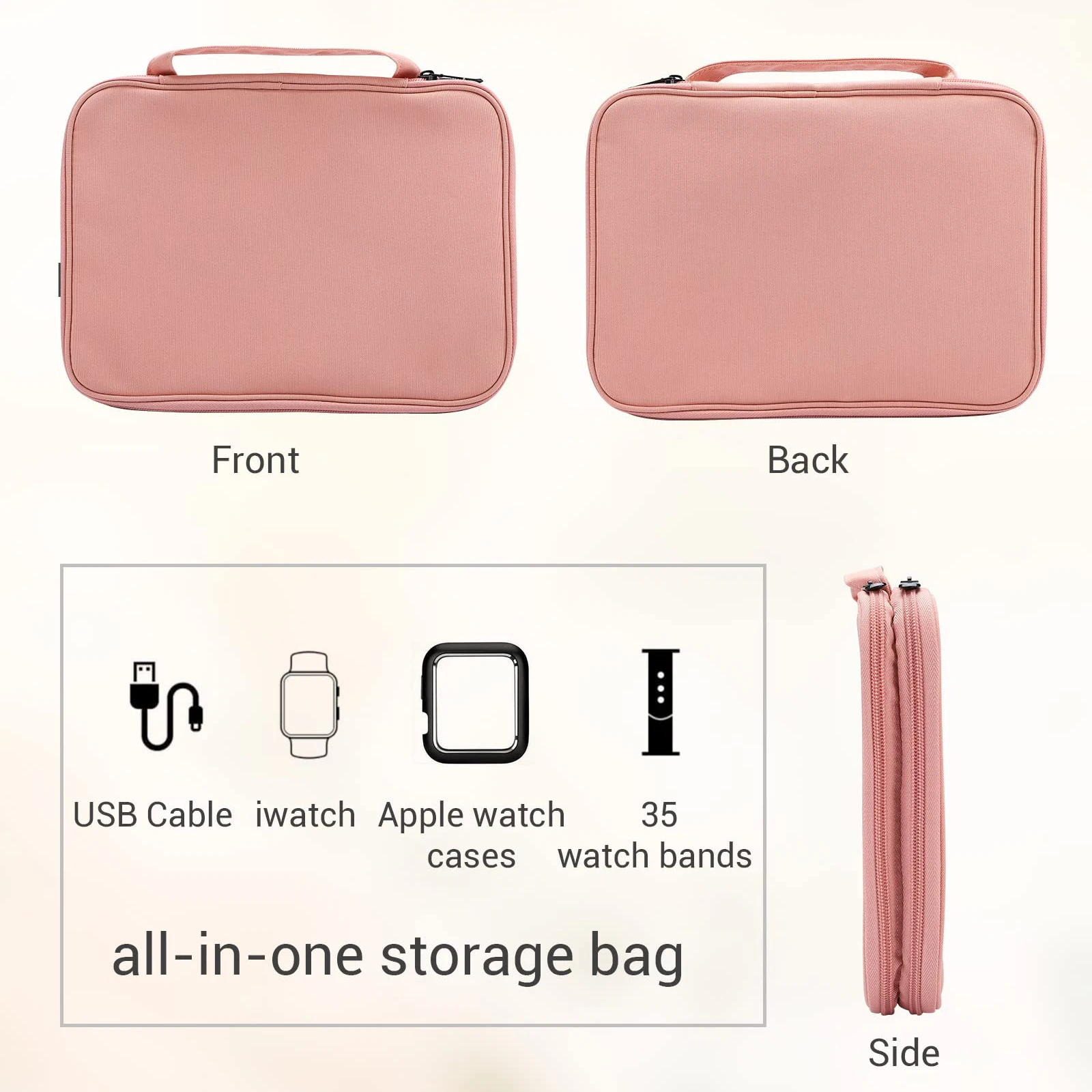 Watch Band Case Watch Band Storage Case Hold 35 Watch Straps Portable Organizer Bag Compatible with Apple Watch Band Band Pin