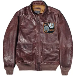 A2 Aviator Leather Jacket Horsehide Loose Fit Distressed Military Style Winter Autumn Wear