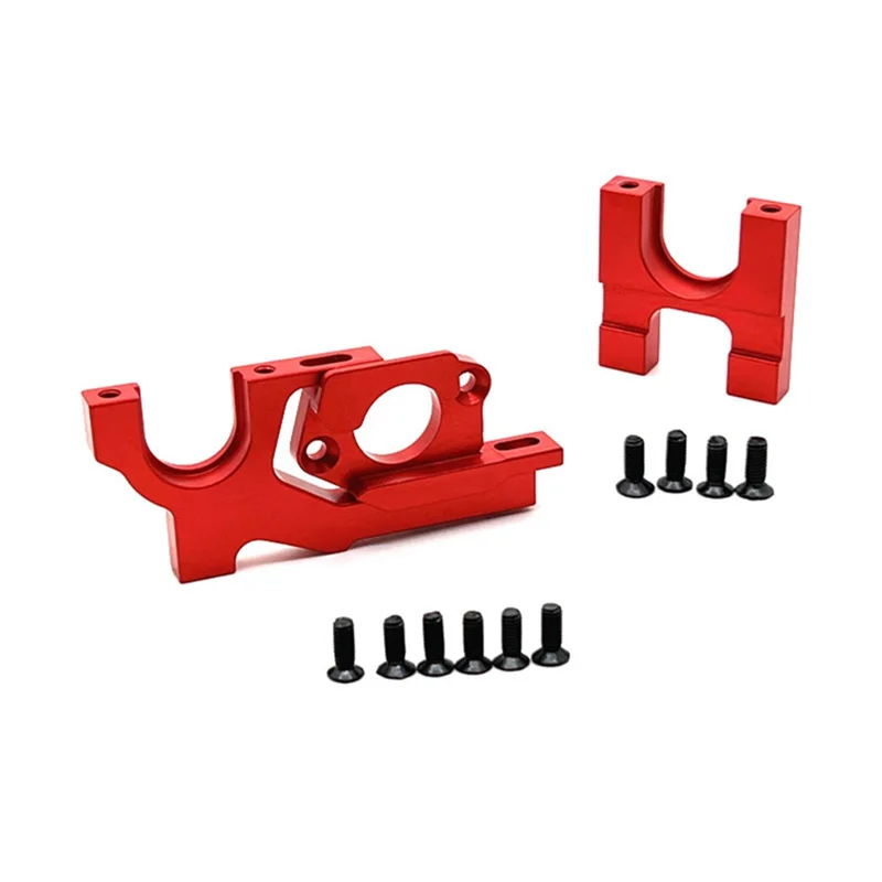 Metal Adjustable Motor Mount and Center Gear Mount Set for Wltoys 104072 104001 104002 1/10 RC Car Upgrades Parts,Red