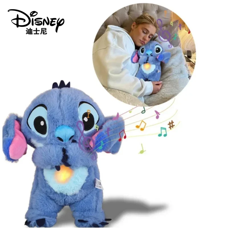 

Disney Stitch детский дыхательный медведь плюшевая успокаивающая выдра успокаивающая музыка спальный компаньон звук и свет плюшевая игрушка детский подарок