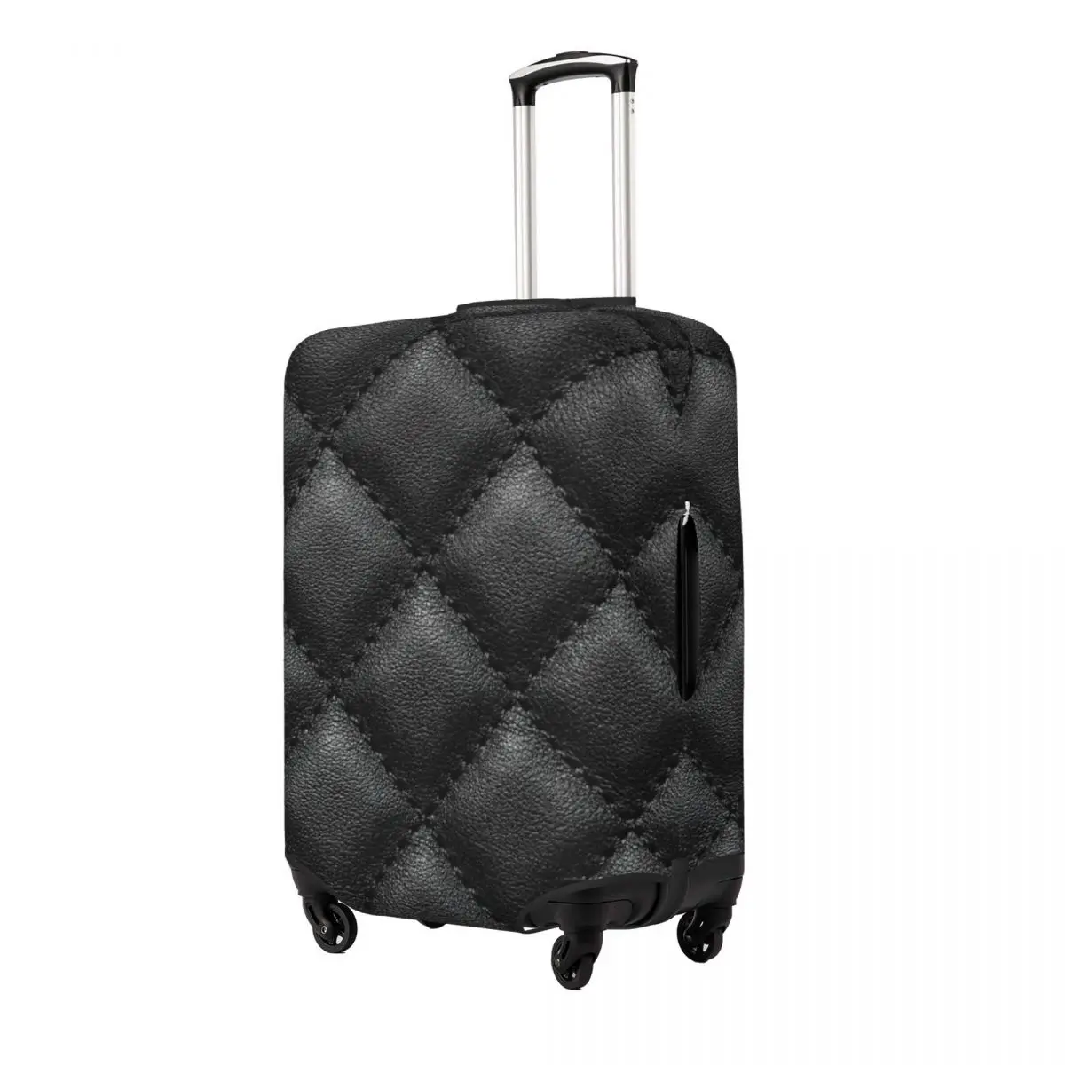 Black Quilted Leather Skin Design Print Luggage Protective Dust Covers Elastic Waterproof 18-32inch Suitcase Cover Travel