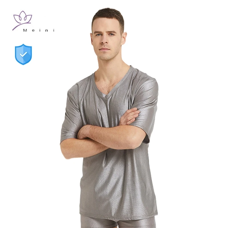 Electromagnetic radiation protective 100% silver fiber antibacterial T-shirt computers, mobile phones EMF shielding underwear