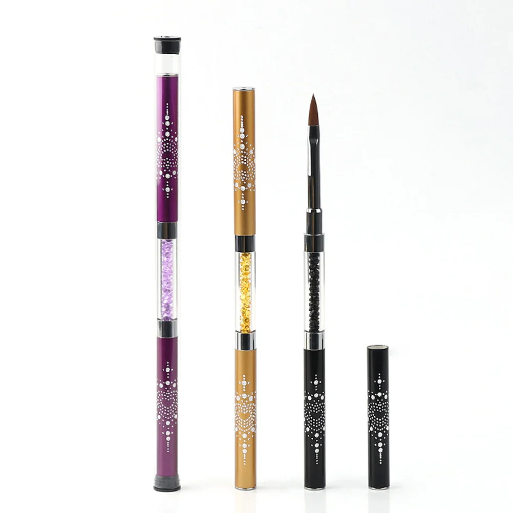 

Gold Dual-Ended Art Gel Polish Cleaner 3D Design Pen Space-Saving Nail Tool Gel Nail Brush False Tip Builder