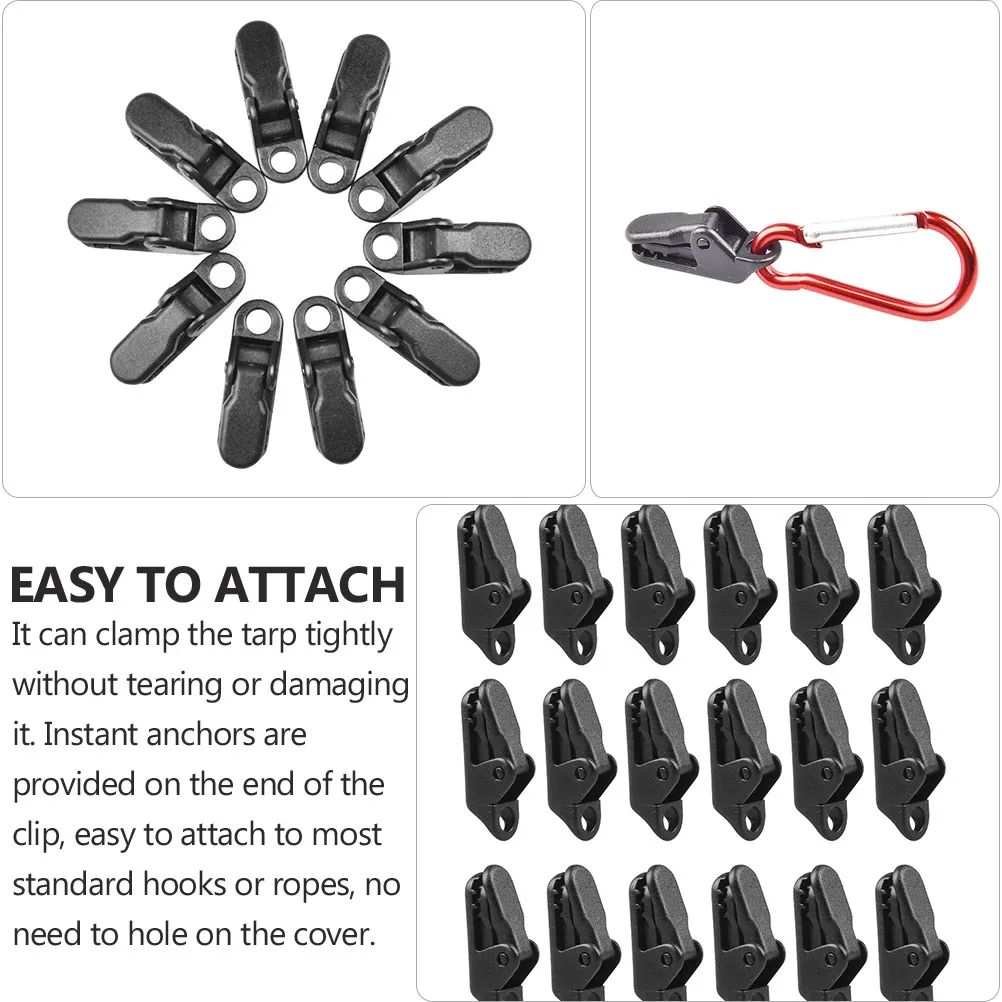 

10 Pcs Windproof Tent Clips Shade Sail Tarp Secure Clamp Camping Hardware Kits Mouth Design Heavy Duty Waterproof