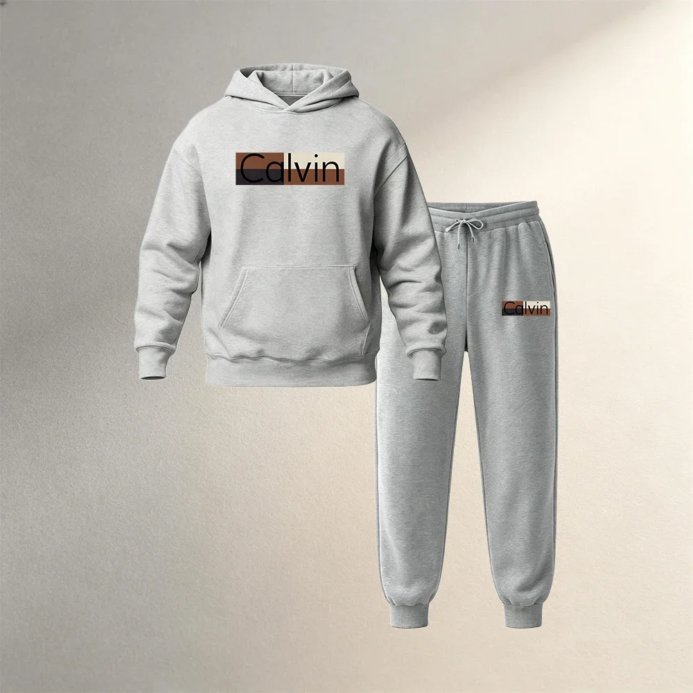 Men's Clothing Pullover Hoodies Sets 2 Piece Autumn Winter Sport Casual Fashion Warm Drawstring Jogger Pants Male Street Outfits
