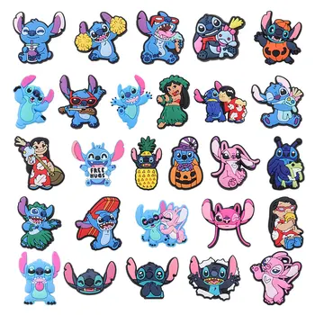 1-27 Uds mezcla Lilo & Stitch PVC Disney dibujos animados adornos para zapatos niños hebilla zuecos DIY lindos regalos de vacaciones