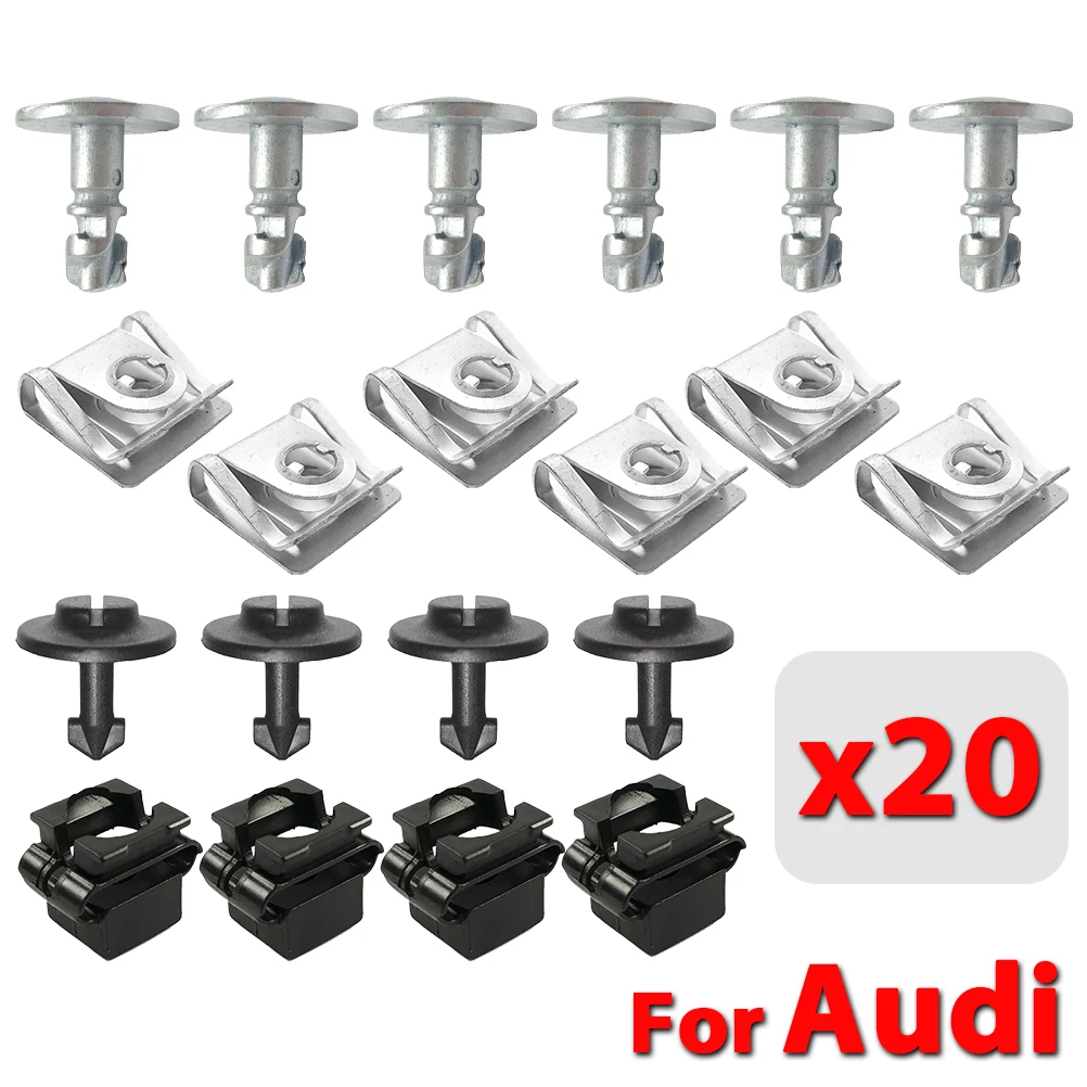 20PC Engine Under Gearbox Cover Clips Undertray Shield Body Splash Guard Fastener Screw For Audi A3 A4 B5 B6 B7 A6 A8 TT Mk1 Car