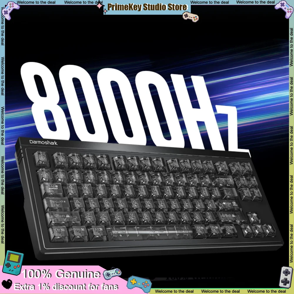 Teclado Darmoshark KT75 Star Pro com interruptores magnéticos, estrutura em liga de alumínio CNC, função Hall, ajuste de som Hi-Fi, 8K Hz, ideal para 