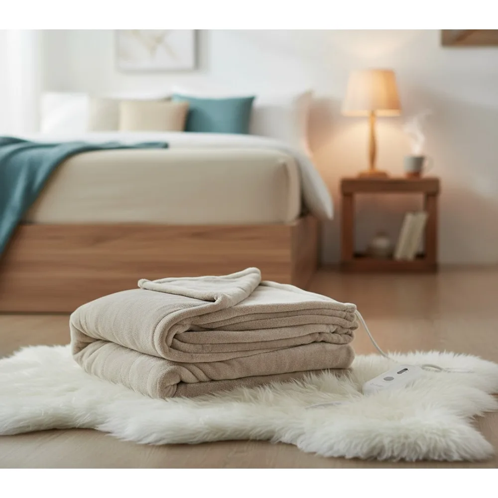 

Electric Heated Flannel Blanket Throw, 50x60 Inch with 3 Heat Levels & Auto Shut Off, Machine Washable for Home Office Use