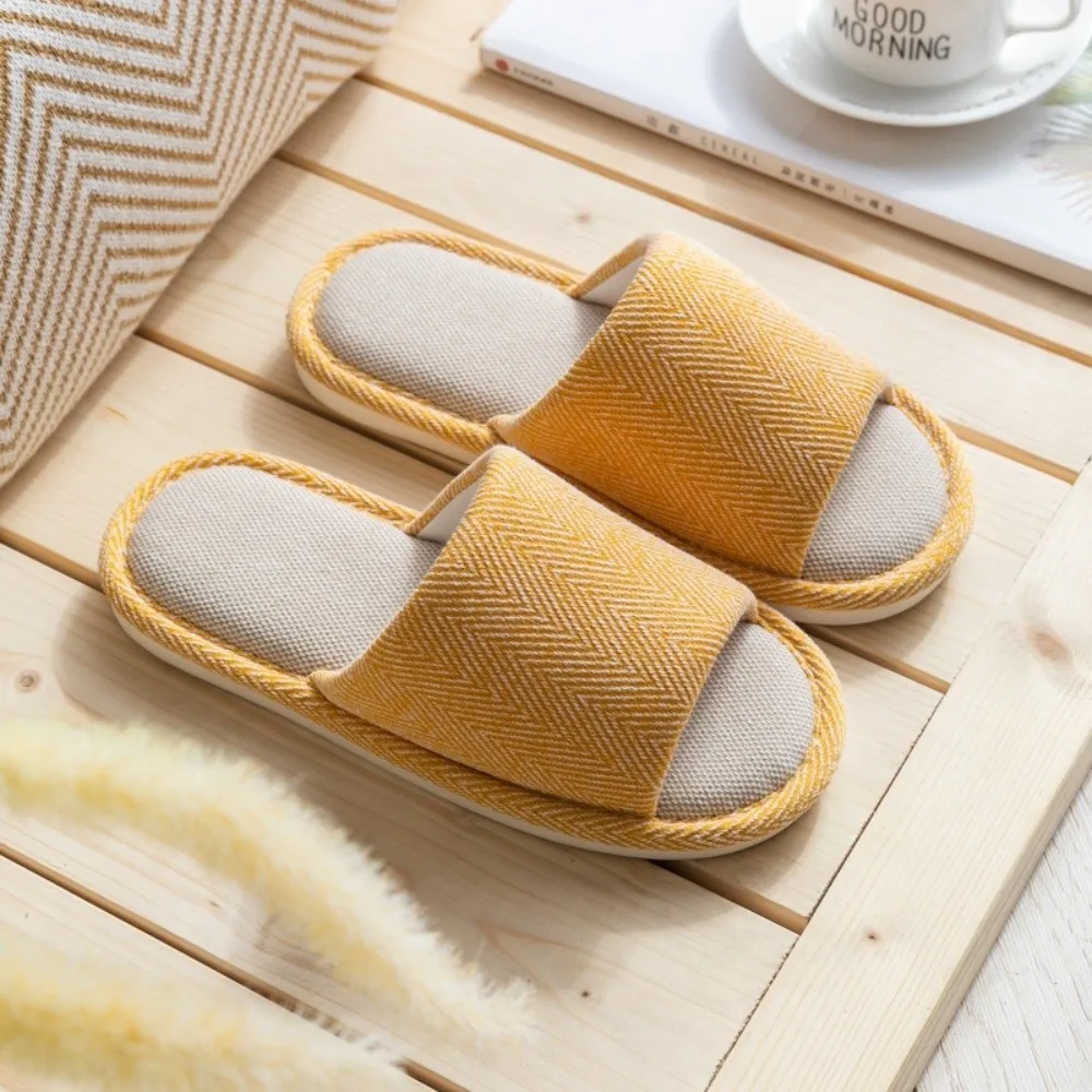

Fashion Letter Linen Bear Slippers Soft Durable Couple Indoor Slippers Non-slip Casual Homewear Shoes Women/Men