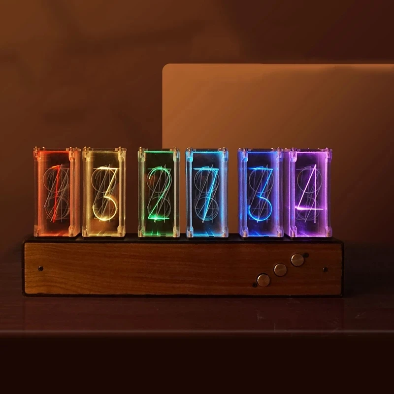 

RGB Luxury Quasi-glow Tube Clock LED Pendulum Clocks Computer Desktop Electronic Luminous Living Room Technology Digital Clock