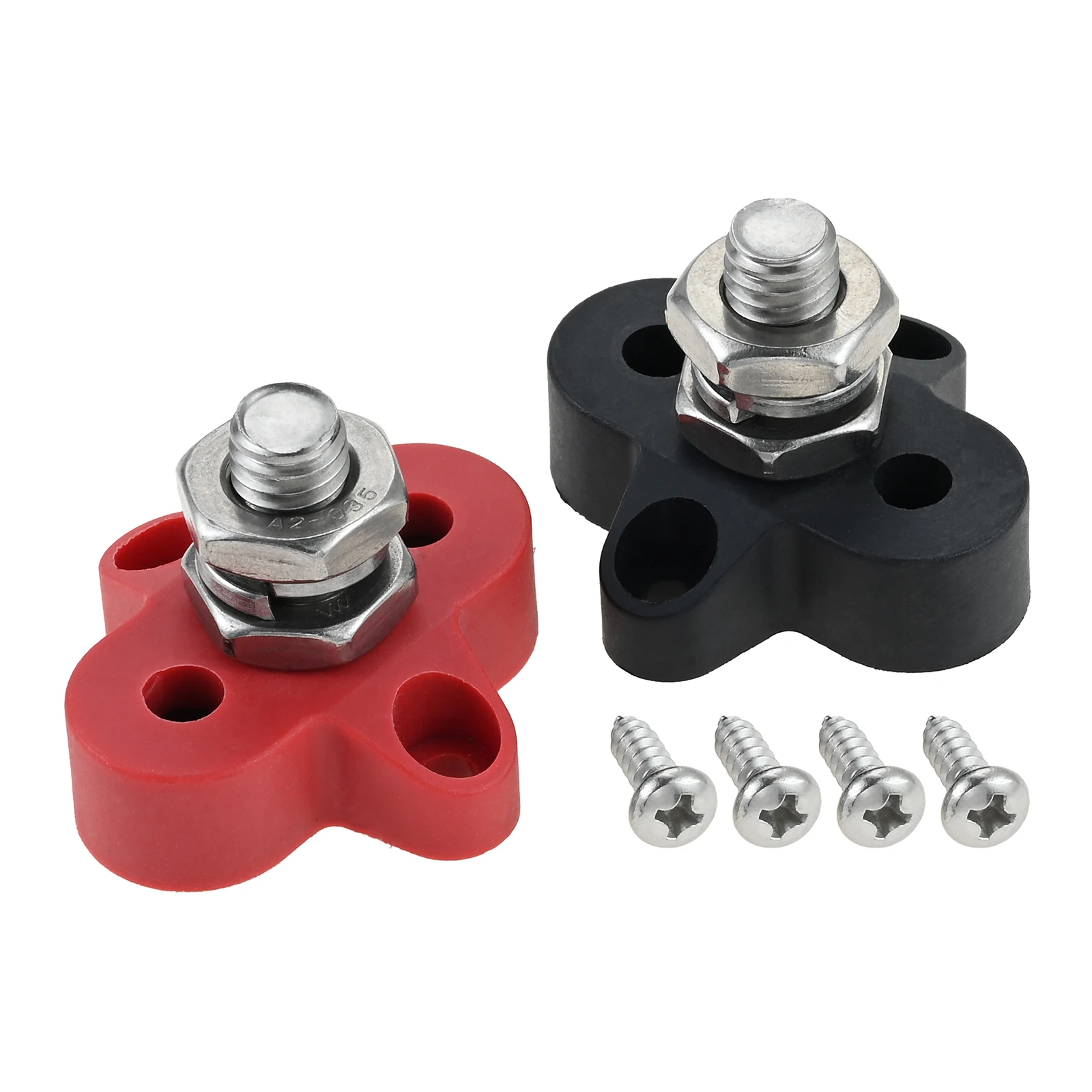 

2Pcs Red/Black M10 (3/8") Busbar 12V-24V 250A,Single M10 Bolt Distribution Terminal,For Camping Vehicle Truck Rooms Vehicle Ship