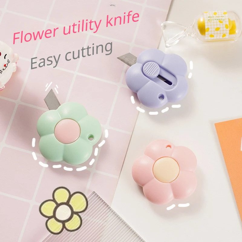かわいい花のミニユーティリティナイフ、家庭、オフィス、学校の文房具、切断用品用のポータブルカッティングマシン