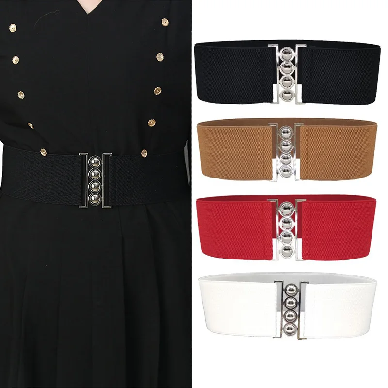 66 Styles Retro Stretch Belt for Women Pu Double Circle Wide Elastic Corset Waistband Female Dress Overcoat Clothing Accessories