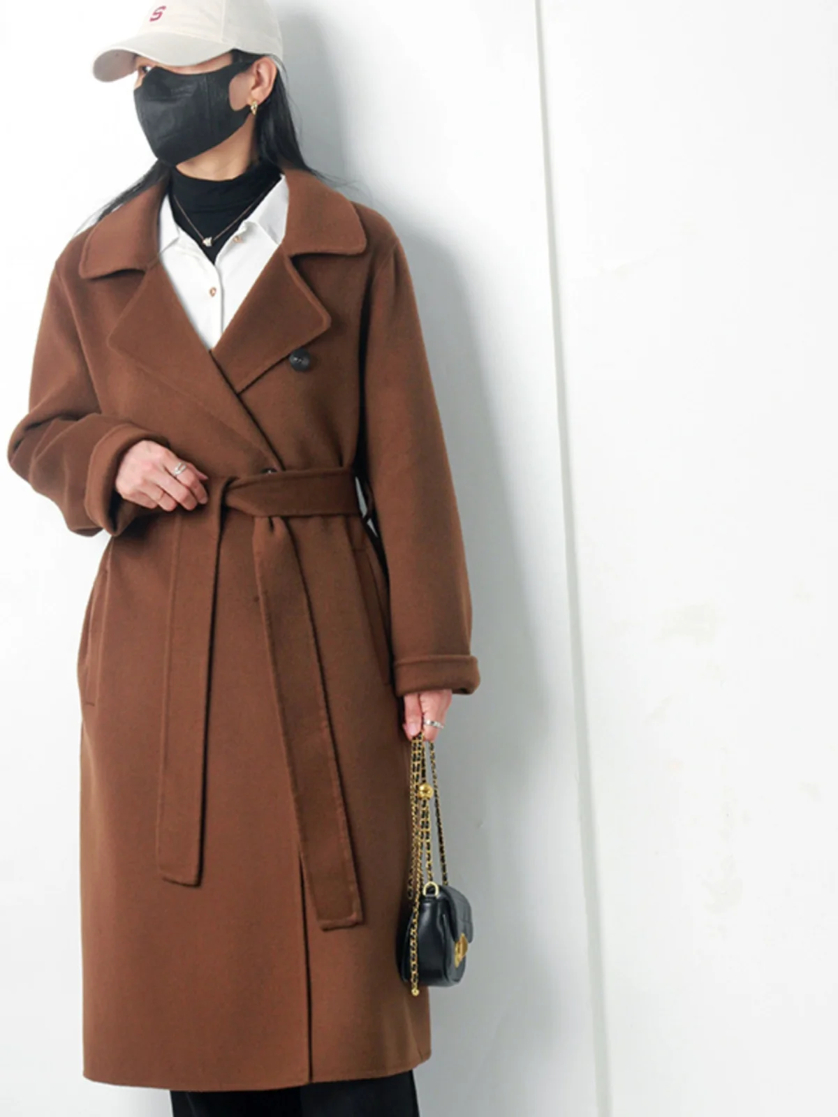 

Элитное двустороннее шерстяное пальто больших размеров для женщин, осенне-зимняя новинка, утепленное, для молодых мам