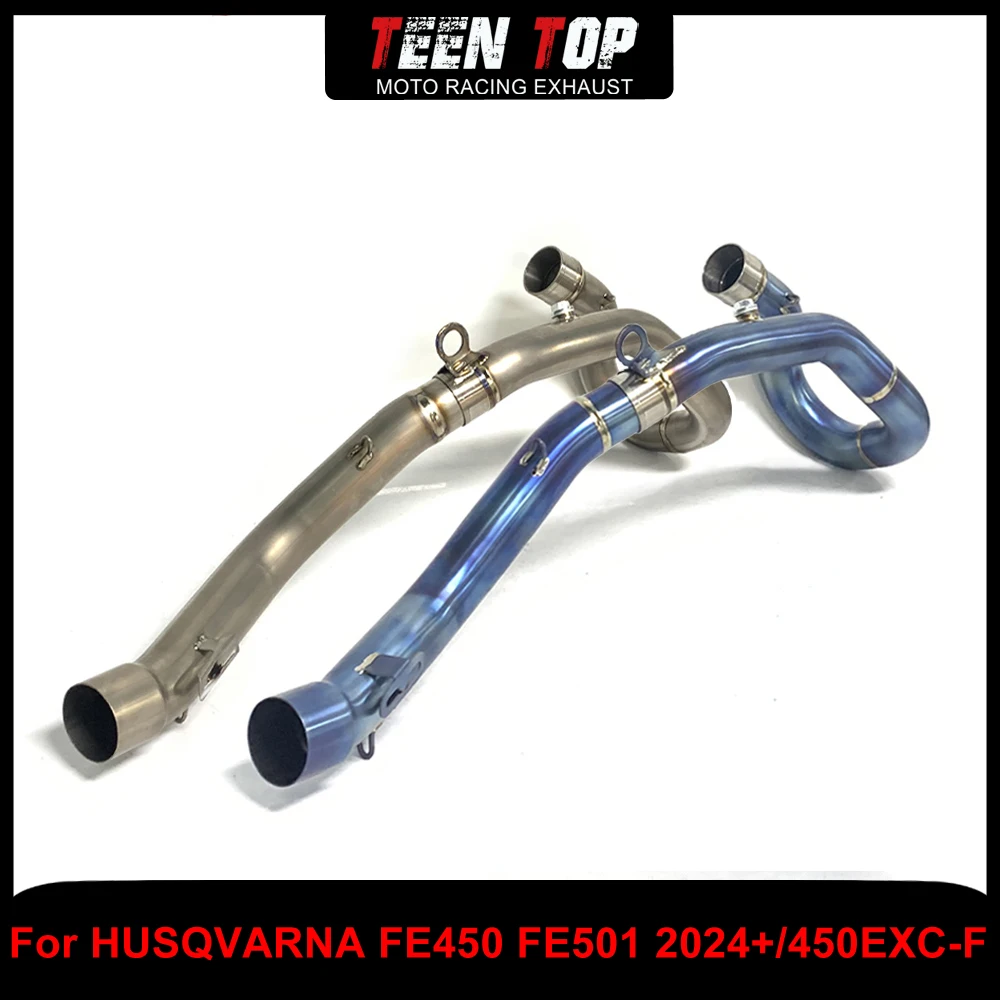 50.5mm Exhaust Front Link Pipe For Husqvarna FE450 FE501 Exhaust Elbow Titanium Alloy Offroad Bike 450EXC-F 500 EXC-F 2024+ Tube