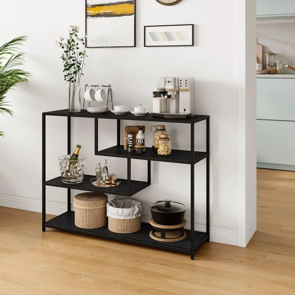 Sofa Tables, 4-Tier Sofa Tables for Entryway, Narrow Tables with Open Storage Shelves, 39.3” Console Tables, Sofa Tables