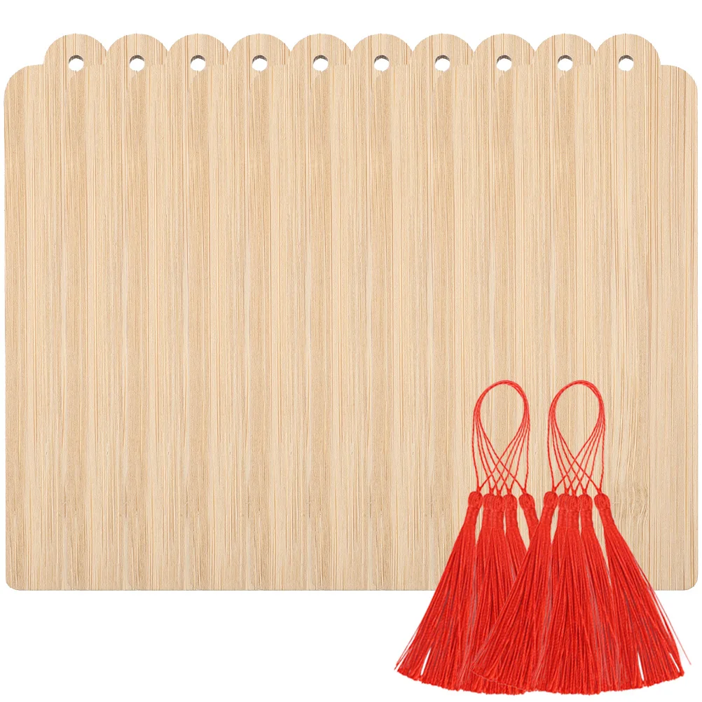 

10 Sets DIY Bookmark Materials Sturdy Bookmarks Craft Hanging Tags for Reading Blank Wood Tassel Boys