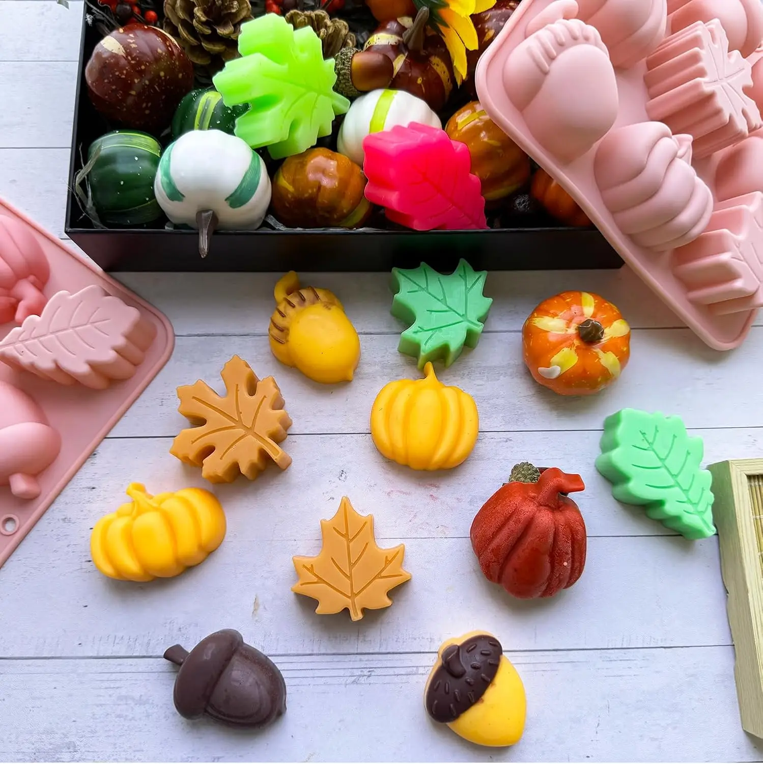 

3D Pumpkin Silicone Mold Fall Thanksgiving Fondant Candy Chocolate Mould Autumn Maple Leaf Baking Molds for Cake Decoration