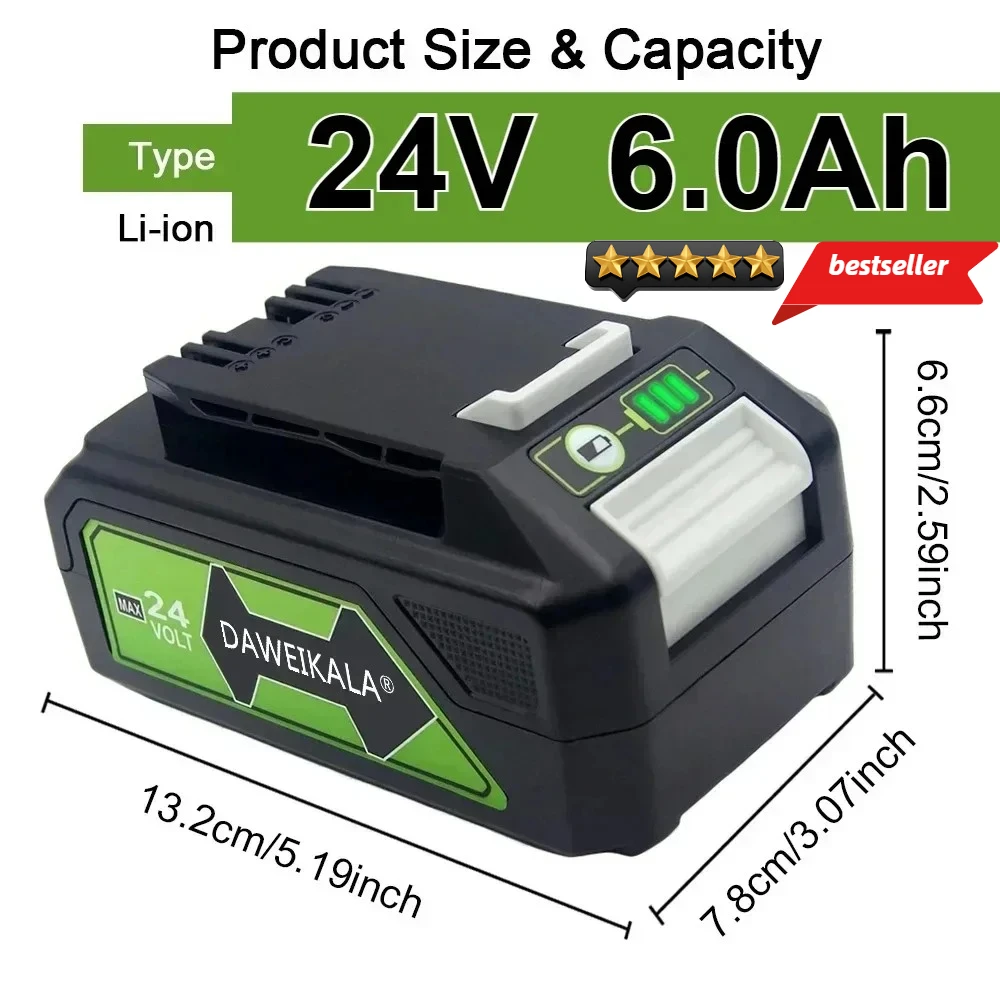 Nuevo para Greenworks 24V 6.0Ah batería de litio Greenworks batería para Greenworks 24V 48V herramientas MO24B410 MO48L4211 HT24B210 21342