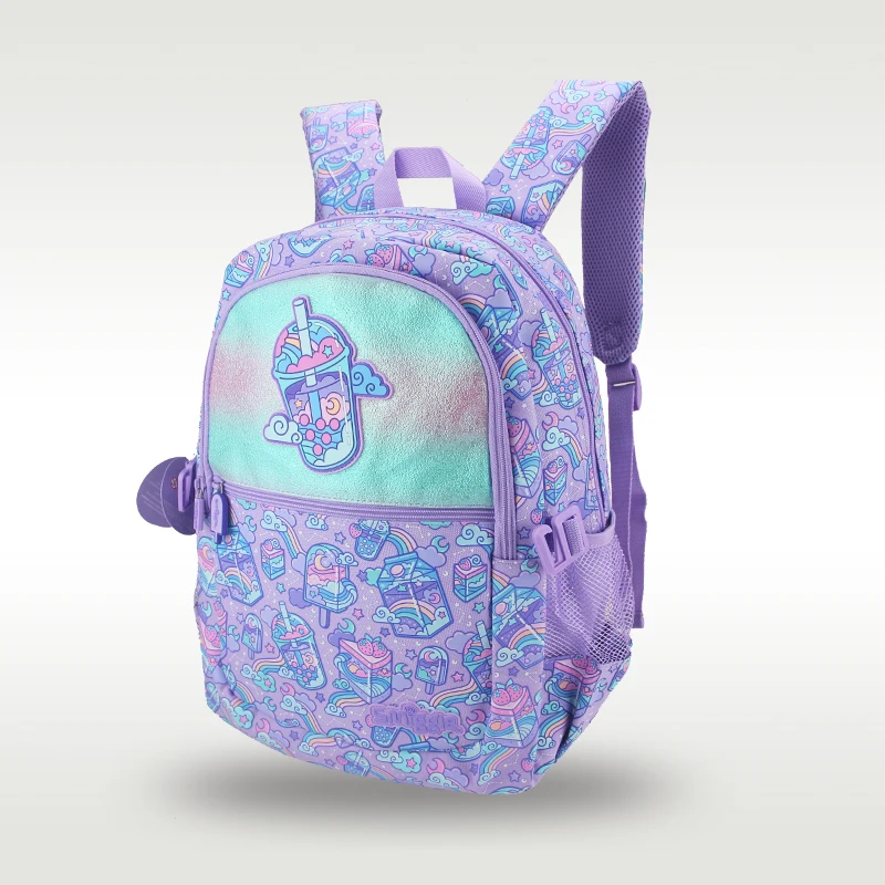 Mochila escolar meninas arco-íris bebida ombro mochila estudante suprimentos 16 polegadas