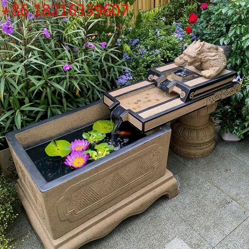 TAO Flowing Water Ornaments Circulating Water Balcony Fish Pond Top Floor Garden Floor Landscape Fountain Pool