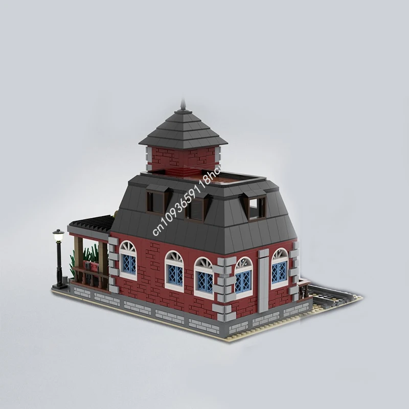 1305 Uds. MOC City Country estación de tren modelo Modular bloques de construcción ladrillos apilables juguetes educativos creativos regalo para niños Diy