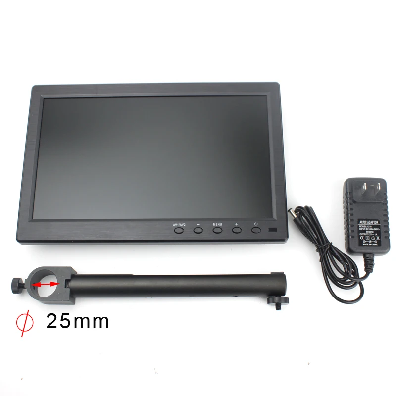 HDMI VGA  AV Industrial Monitor 10.1 Inch LCD IPS Displayer Monitor + Stand Holder For Stereo Microscope Video Microscope