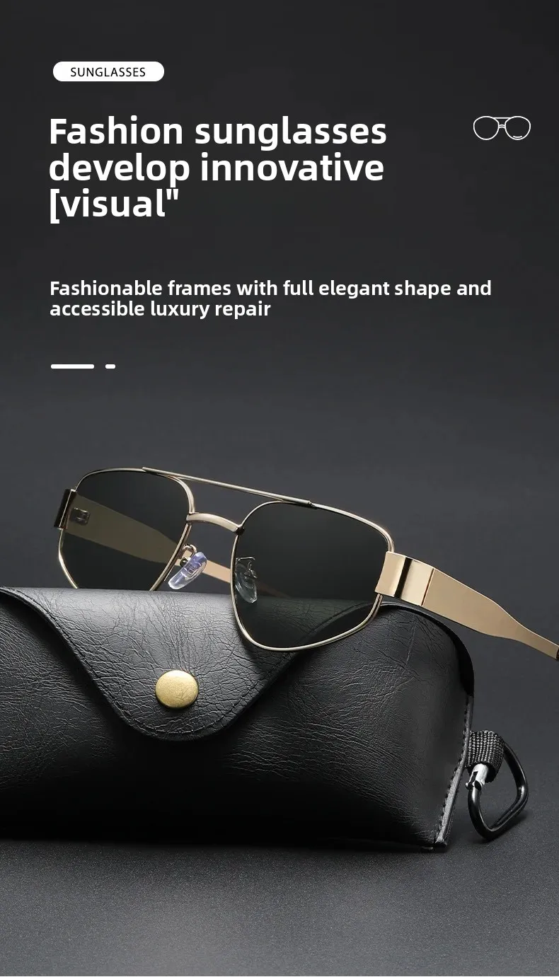 Pilotensonnenbrille Damen Sonnenbrille Metallrahmen Doppelte Brücke Herren Fahrbrille Brillen Mode Brillen 2025, Trend UV-Schutz – Detail 1