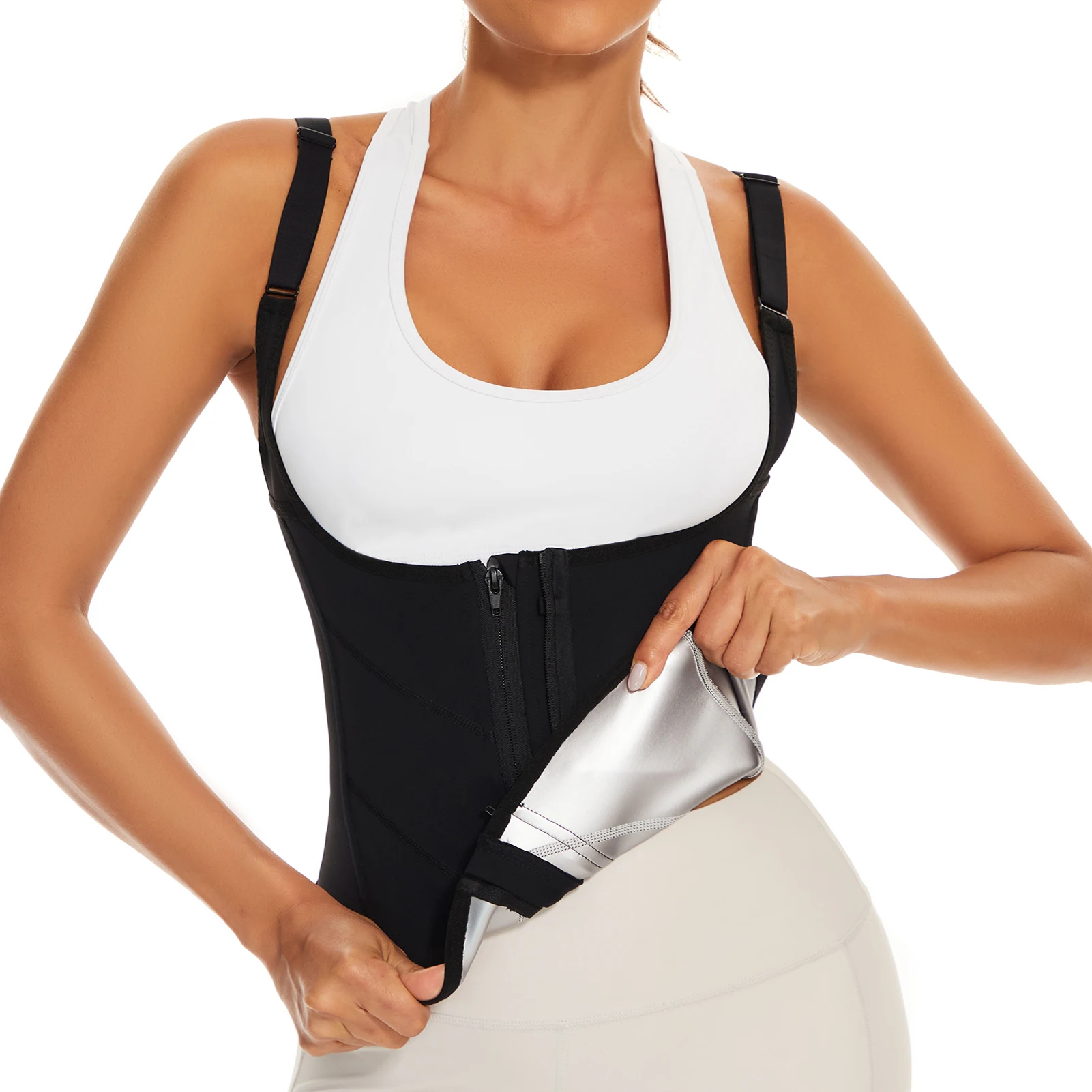 Lightbare Women Waist Trainer Vest Sauna Sweat Tank Top Adjustable Corset Shapewear for Workout Weight Loss Tummy Control