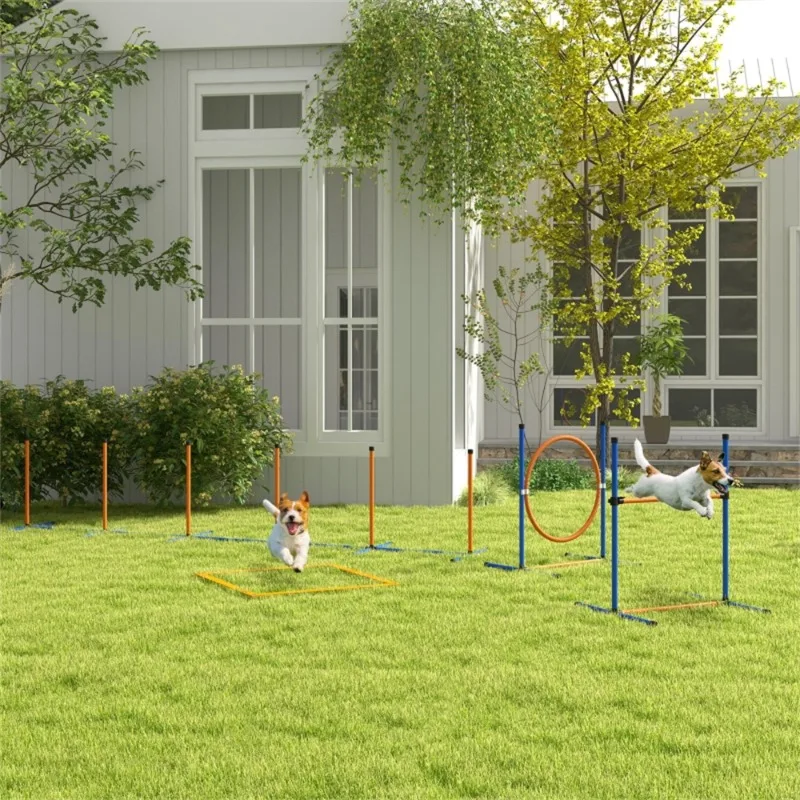 

4-in-1 Dog Agility Training Equipment Set Adjustable Portable Obstacle Course with Carry Bag for Small to Large Dogs
