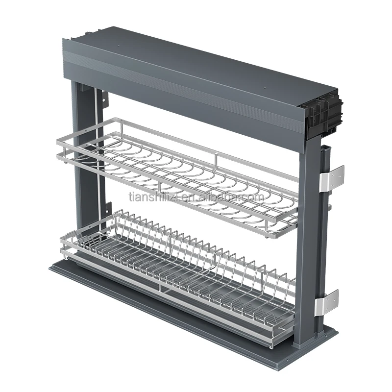 

China Manufacturer Automatic Dish Basket Kitchen Cabinet Plate Shelf Electric Smart Lift Plate Rack Intelligent Dish Rack