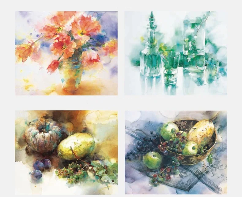 Watercolor Lesson III: How to draw a transparent sense Art Painting Design Technique Tutorial Book Coloring book