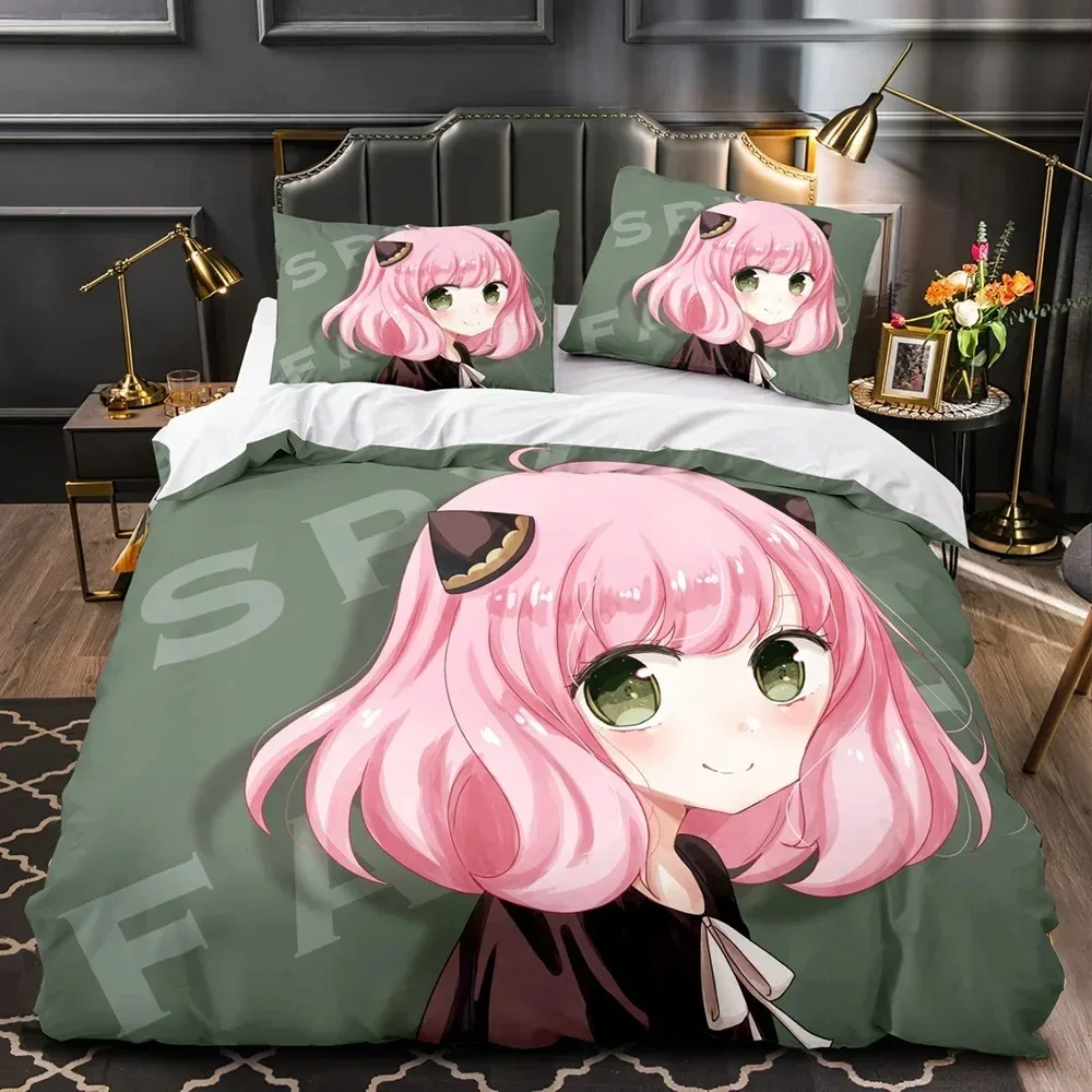 

Anime SPY×FAMILY Anya Forger Comforter Bedding Sets Full Size Cartoon Duvet Cover Queen King Size Quilt Cover Pillowcase Set
