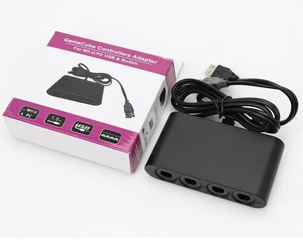 محول وحدة تحكم ألعاب USB لمفتاح نيتندو ، محول ألعاب 4 منافذ ، GameCube ، GC ، NGC ، Wii ، u ، PC ، قتال النجوم ، دعم دروبشيبينغ