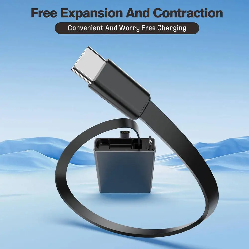 Cable USB Telescópico Tipo C de 66W PD Compatible con Múltiples Dispositivos, Ahorro de Espacio, Carga Diaria, Transmisión de Datos