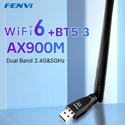 Fenvi WiFi 6 AX900 Dongle USB Bluetooth 5.3 Adattatore wireless USB Dual Band 2in1 Ricevitore WIFI6 2.4G 5G Driver gratuito per PC portatile